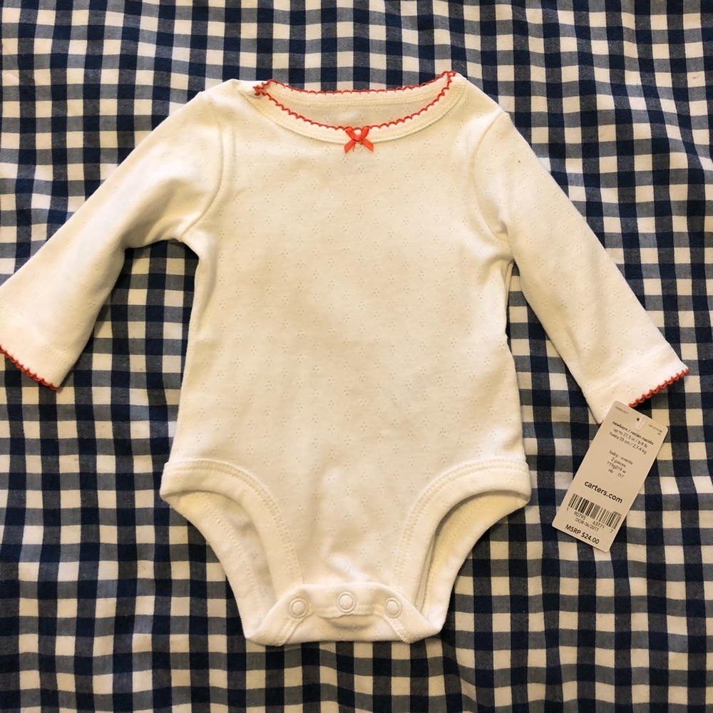 Carter’s Onesie - brand new! Orange trim.